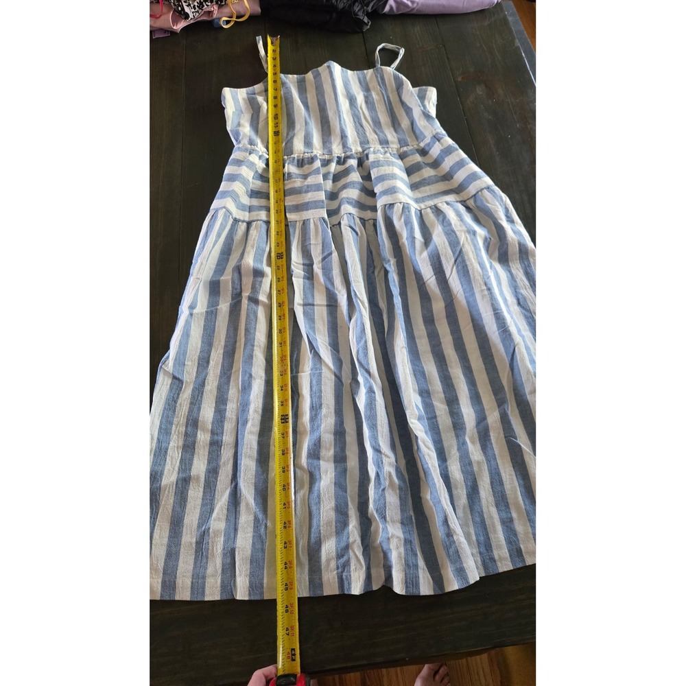 Universal Thread Blue White Striped Tiered Midi Dress‎ Smocked Back XL NWT - Picture 9 of 9